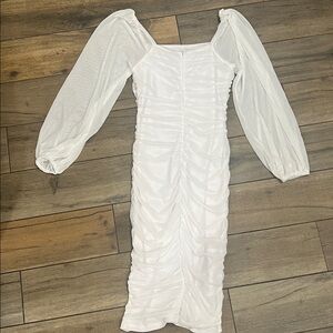 Elegant White Ruched Dress
